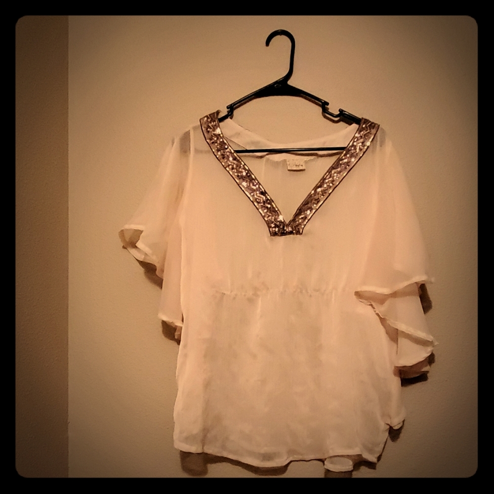 Cream sequin blouse